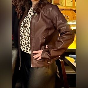 Deep burgundy Pleather Vegan Leather Jacket